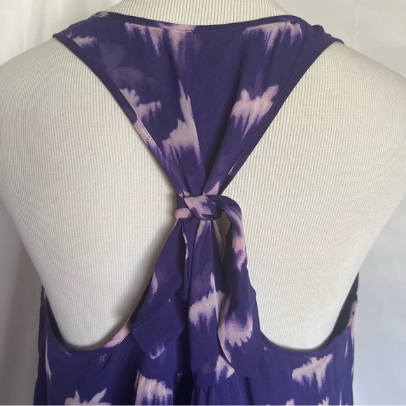 Rebecca Taylor Racerback Drop Waist Dress Purple w/ white Size 8 Flowy Fairy - Picture 7 of 10